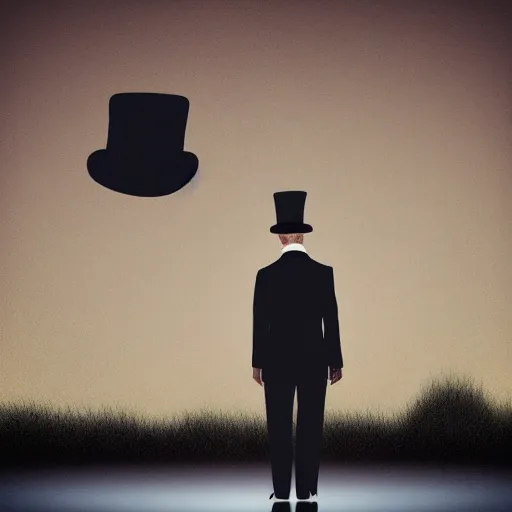 Prompt: old man in a suit and top hat at night realistic