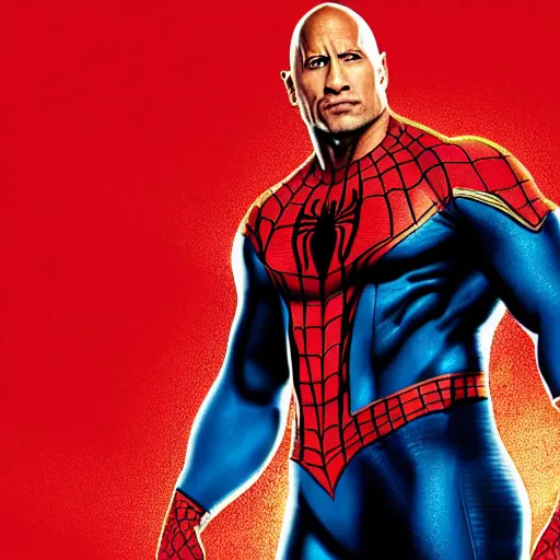 Image similar to dwayne johnson as spiderman