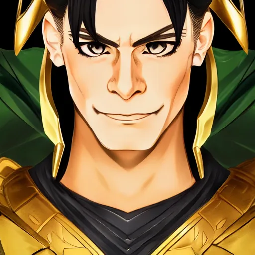 Prompt: Loki portrait, male anime style, illustrated by Avetetsuya Studios, intricate, detailed, photorealistic, trending on artstation, studio lighting, 4k, 8k