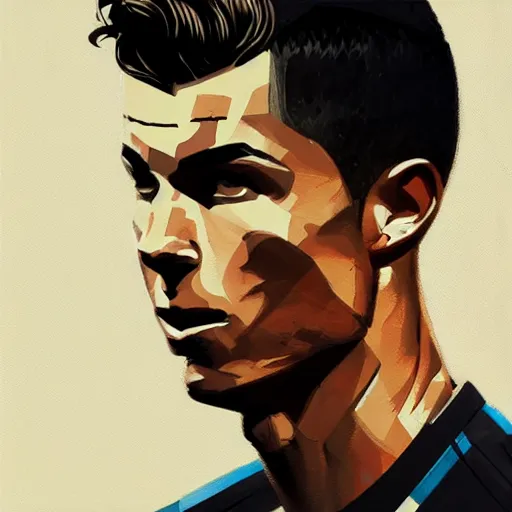 Image similar to Cristiano Ronaldo profile picture by Greg Rutkowski, asymmetrical, Organic Painting , Matte Painting, geometric shapes, hard edges, street art, trending on the artstation:2 by Sachin Teng:4