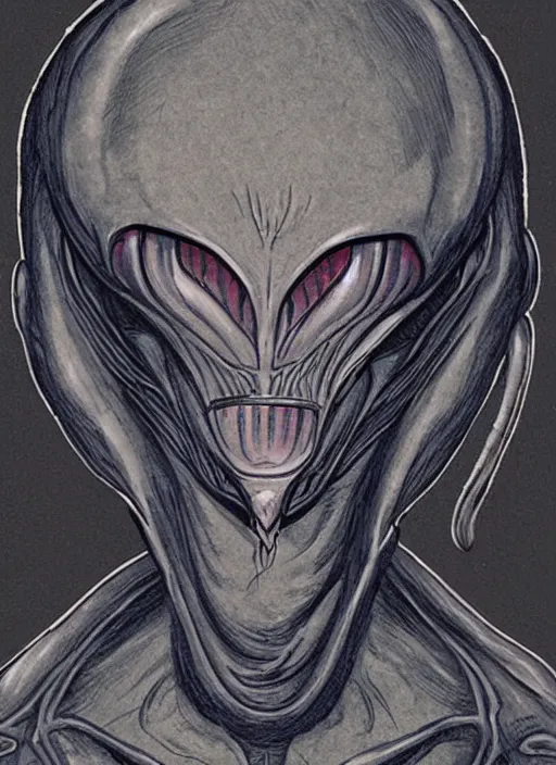 Image similar to alien in the style of barlowe wayne