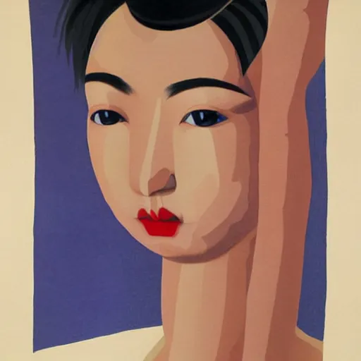 Prompt: cubistic illustration, close-up of an asian nurse with a piercing gaze drinking red wine, masterpiece, painted by Gottfried Helnwein in style of Albert Gleizes