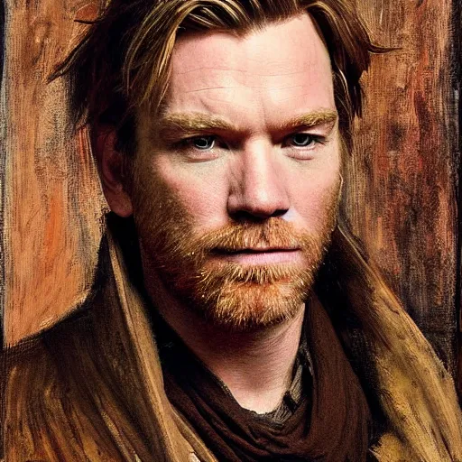 Prompt: portrait of ewan mcgregor, highly detailed painting by john william waterhouse 8 k