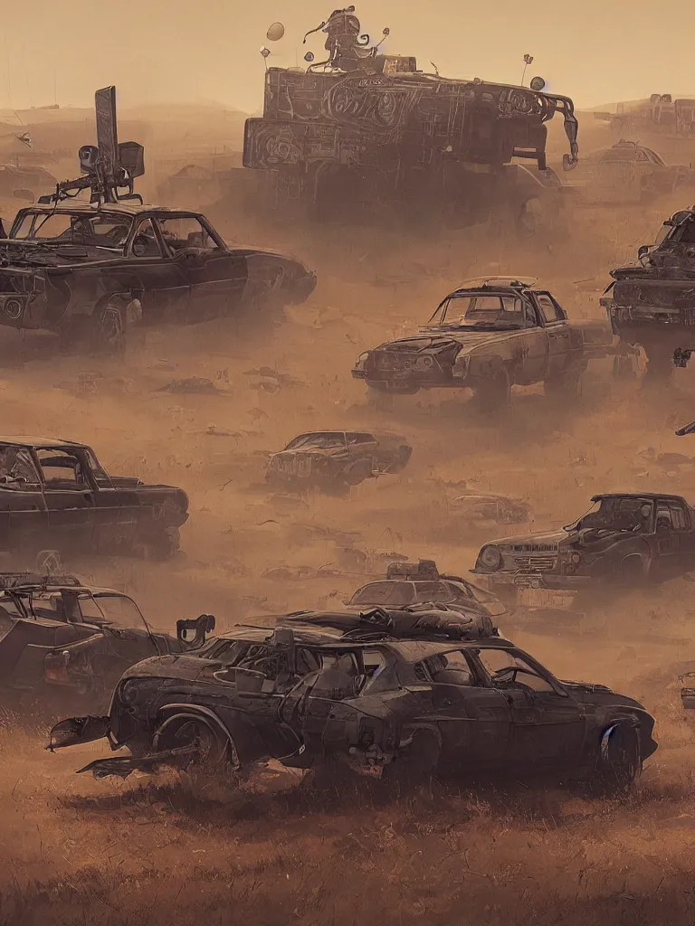 Image similar to mad max by simon stalenhag