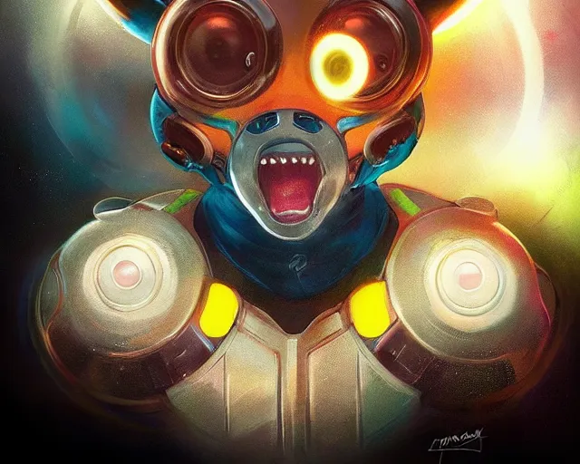 Image similar to lofi BioPunk Pokemon Pikachu portrait Pixar style by Tristan Eaton_Stanley Artgerm and Tom Bagshaw,