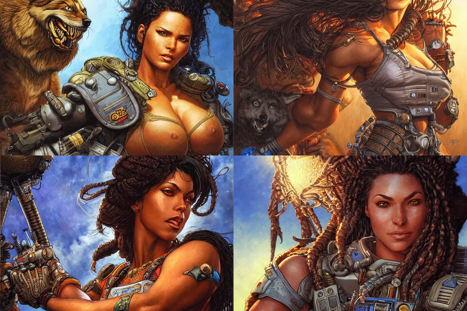 Prompt: portrait, loba andrade from apex legends, by greg staples and jeff easley, intricate, hyperrealistic, intricate, summer day, sunlight, soft lighting, detailed