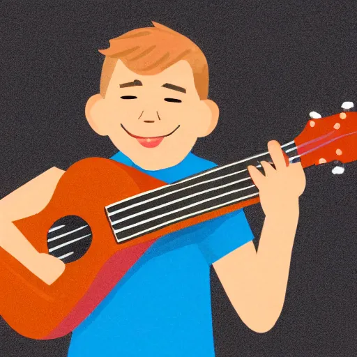 Image similar to illustration of a boy playing a ukulele