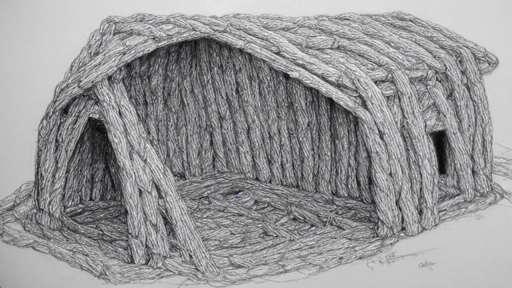 Image similar to pencil sketch sweet shelter made of ropes