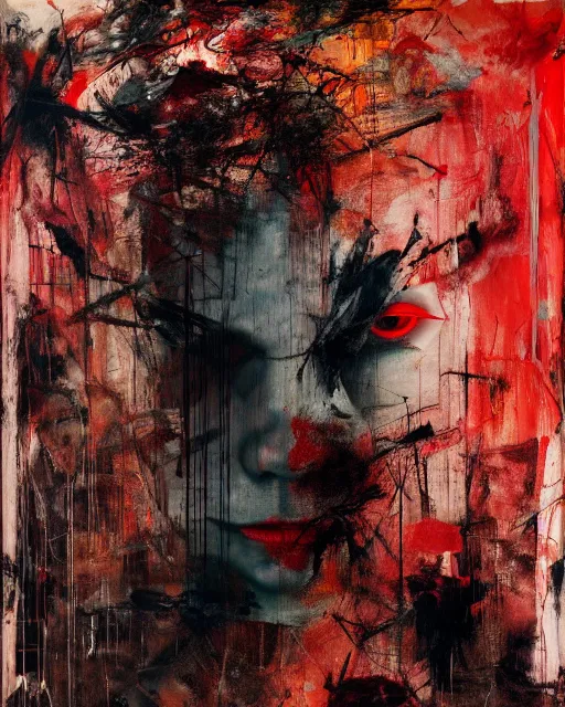 Prompt: the embodiment of mystery, a brutalist designed, gothic, rich deep colours, broad brush strokes, painted by francis bacon, adrian ghenie, nicola samori, james jean and petra cortright, part by gerhard richter, part by takato yamamoto. 8 k masterpiece.