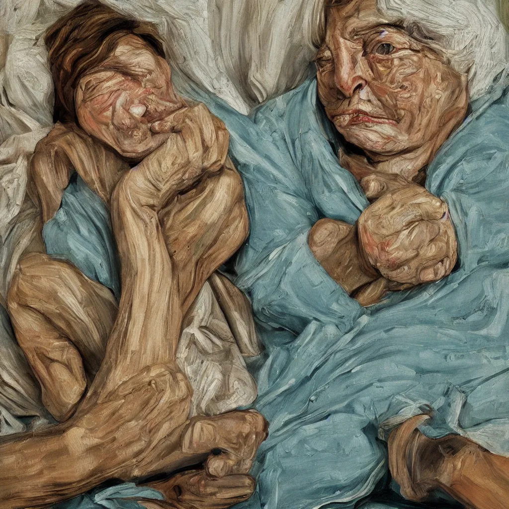 Prompt: high quality high detail painting by lucian freud, jenny savile, unsettling portrait, cream and turquoise, hd