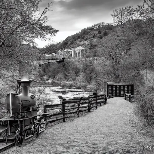 Prompt: harpers ferry, photorealistic, 8k, award winning, black and white