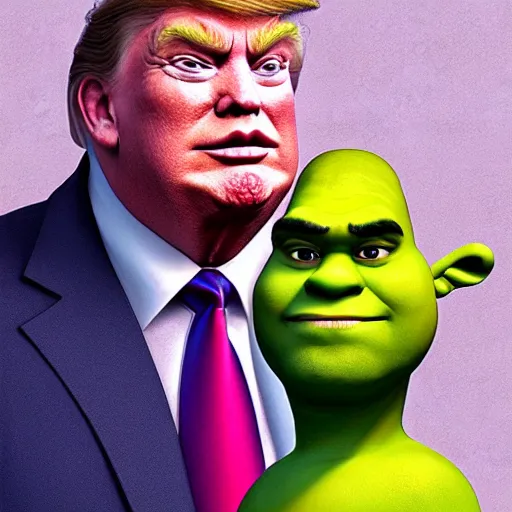 Image similar to donald trump stylized as shrek, portrait, artstation, concept art by greg rutkowsk