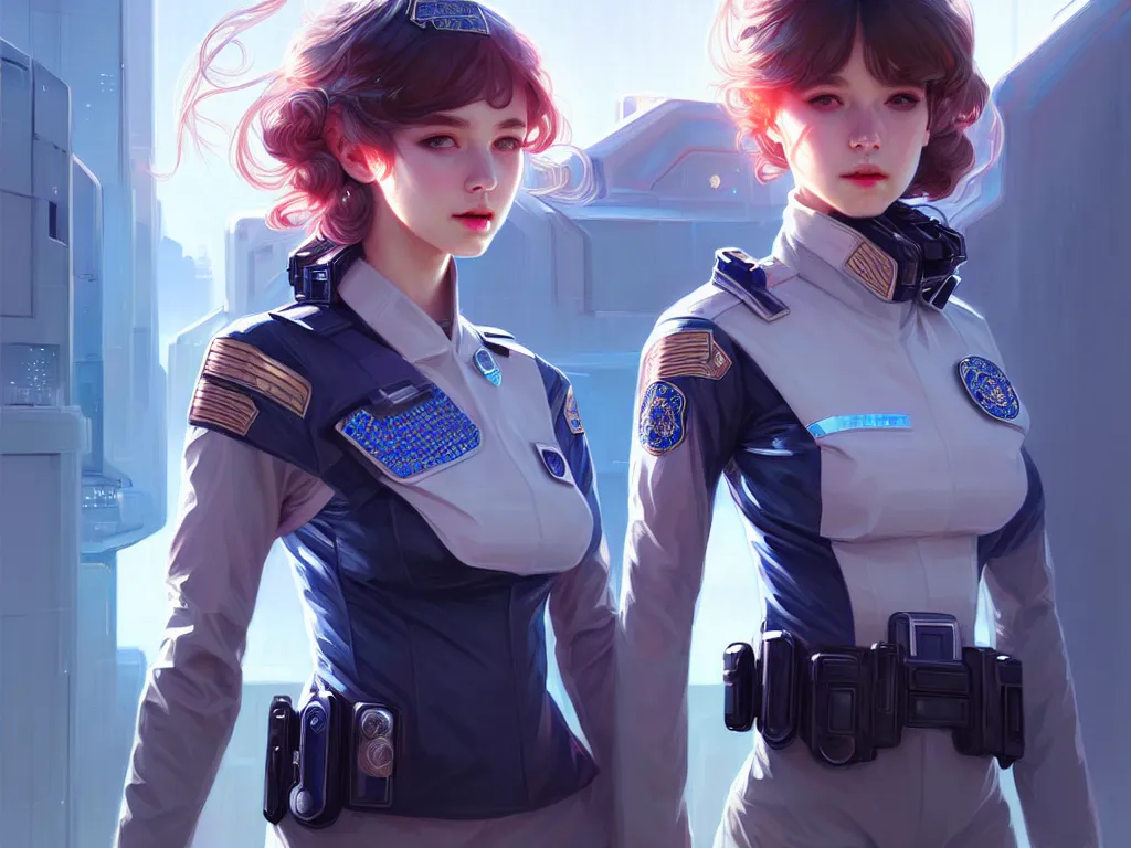 Prompt: portrait futuristic police uniform girl, at future neon light usa rooftop, ssci - fi and fantasy, intricate and very very beautiful and elegant, highly detailed, digital painting, artstation, concept art, smooth and sharp focus, illustration, art by tan zi and ayanamikodon and alphonse mucha and wlop