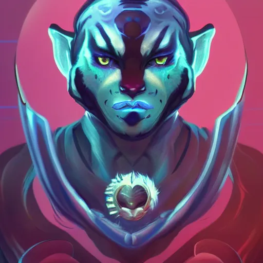 Image similar to exophilia, handsome, tiger alien race, arcana, godlike, harmony artstation