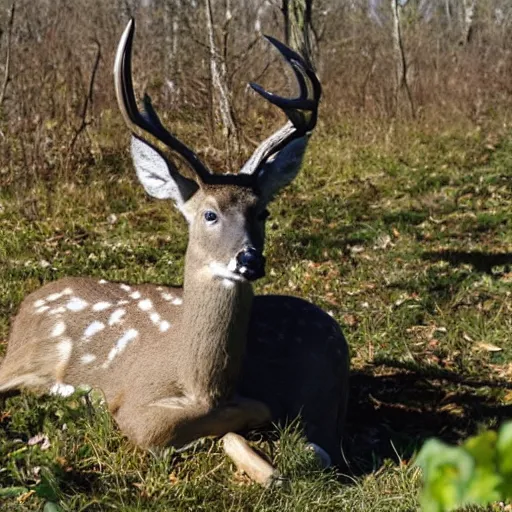 Image similar to trail cam footage of Nicolas Sarkozy sat on a deer