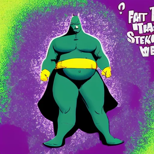 Image similar to fatman we respect you a lot SNAKEOIL CMO purple green color scheme