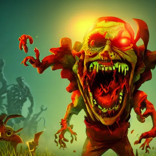 Image similar to angry zombie, epic legends game icon, stylized digital illustration, radiating a glowing aura, global illumination, ray tracing, hdr, fanart arstation by ian pesty and katarzyna bek - chmiel