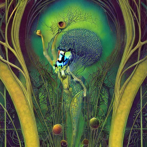 Image similar to the green hour, a beautiful abstract art nouveau painting by daniel merriam and ernst haeckel