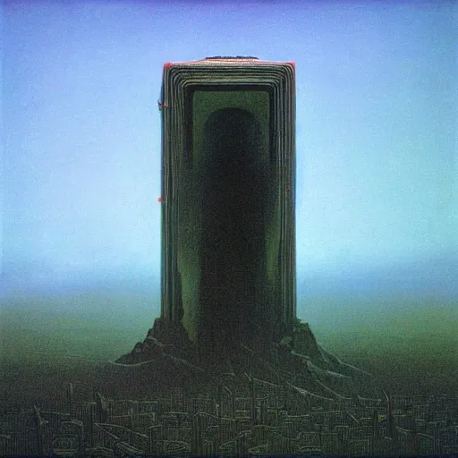 Prompt: ' a cab'an album cover in the style of beksinski