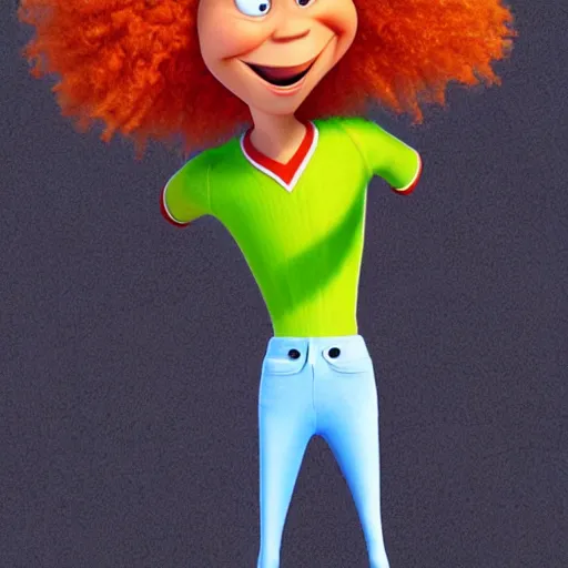 Image similar to carrot top with carrot head!!!!, pixar character, stage background, pixar, 3 d,