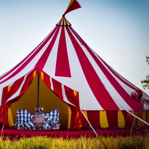 Image similar to a circus tent in the middle of the forest