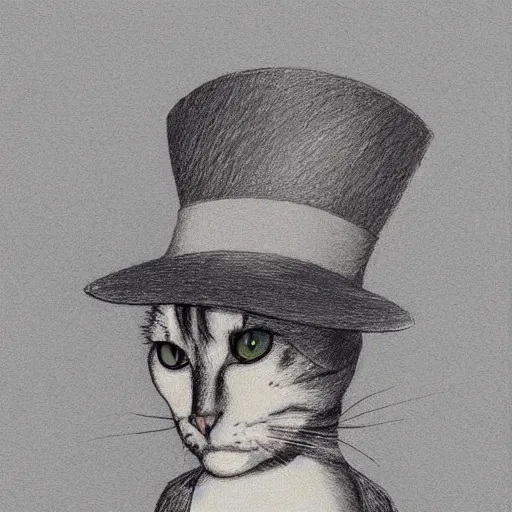 Prompt: Le chat dans le chapeau dessiné par lorenzo mattoti