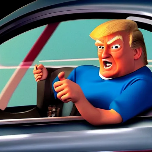 Prompt: donald trump as a character in cars