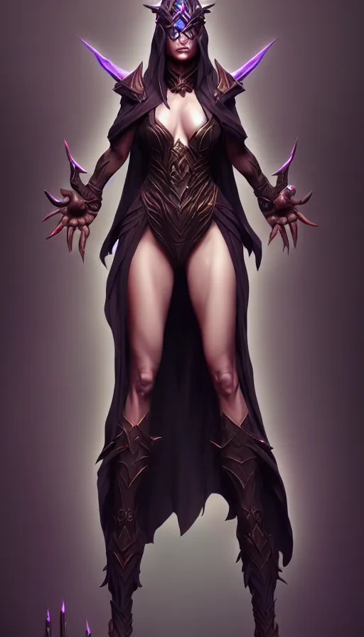 Image similar to dark sorceress full body view, highly detailed, artgerm style, artstation, soft light, sharp focus, illustration, character design, concept art, correct anatomy