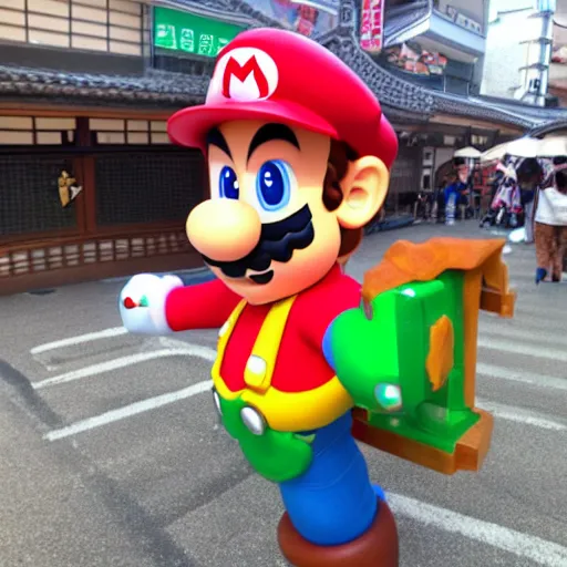 Image similar to photo of super mario in kyoto