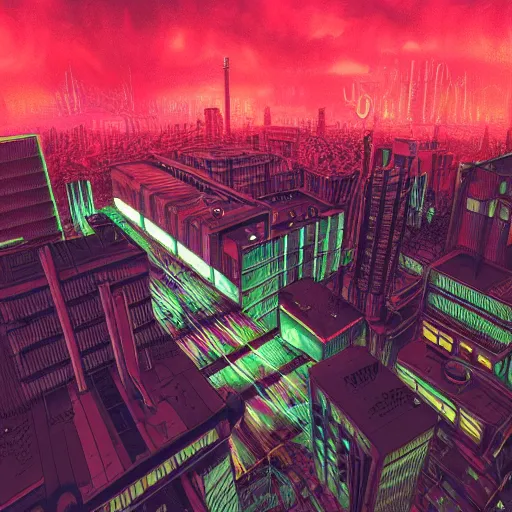 Prompt: landscape of a brutalist neon lit blade runner city in the style of Rob Lefield and Dan Mumford , trending on artstation, digital art, first person perspective-W 1216