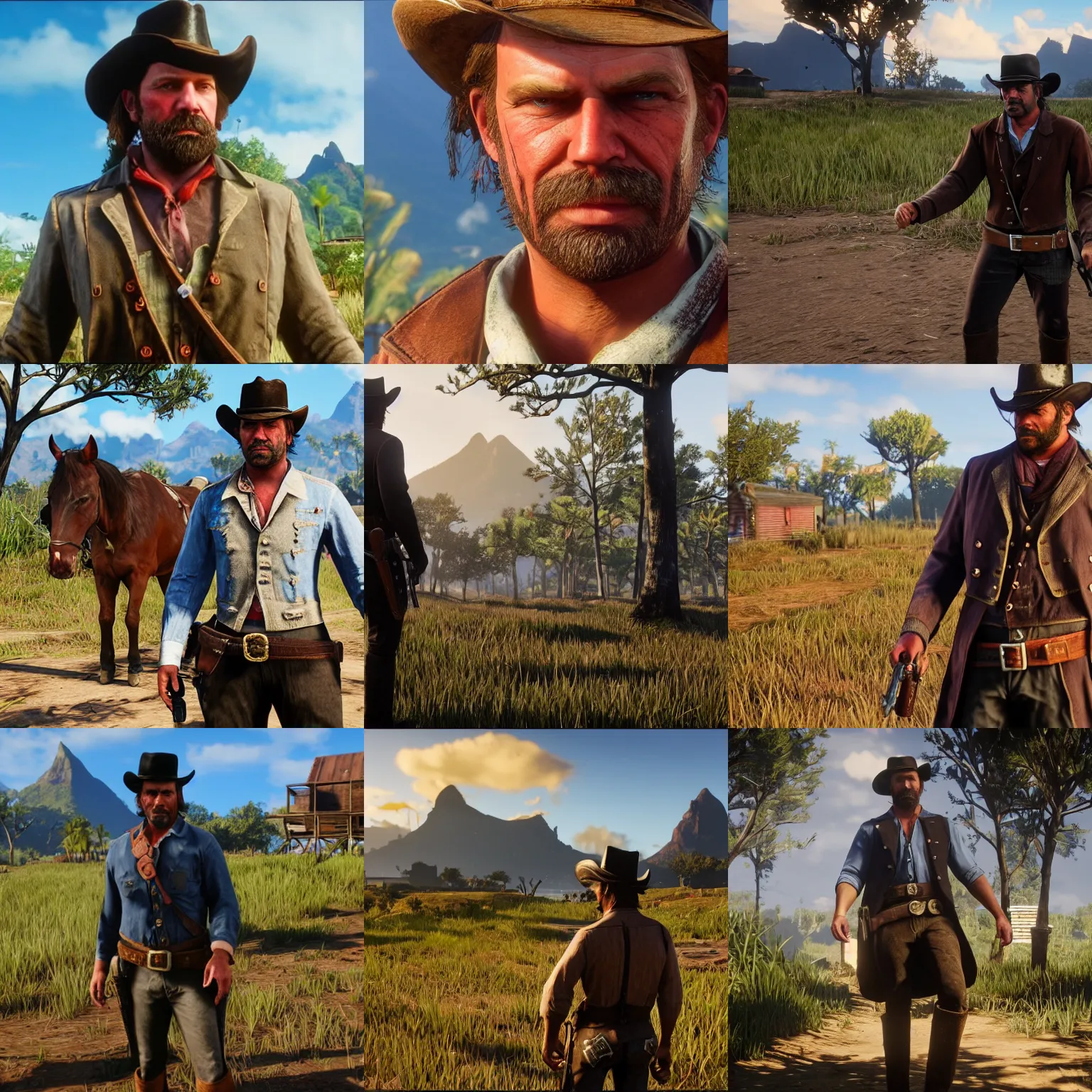 Prompt: dutch from red dead redemption 2 in tahiti