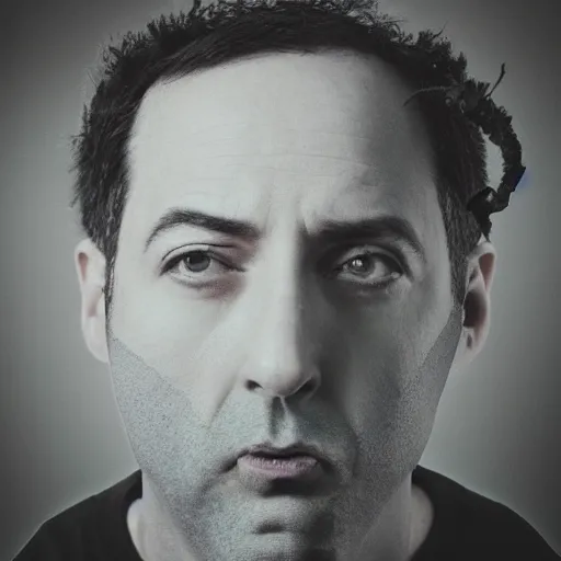 Image similar to tony hale double exposure head of kale