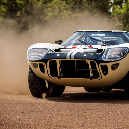 Image similar to a trophy truck mixed with a 1 9 6 6 ford gt 4 0, professional photography, wide angle