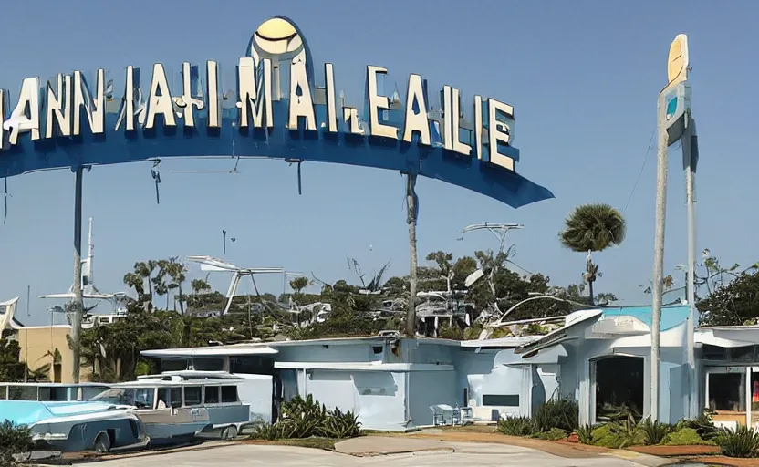 Image similar to marineville, world aquanaut security patrol headquarters, military base, googie aesthetics, coastal area