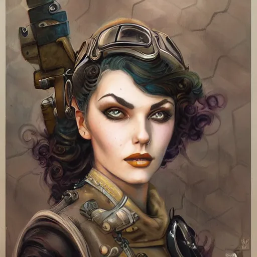 Prompt: a dieselpunk portrait in the style of anna dittmann and donato giancola and charles dulac.