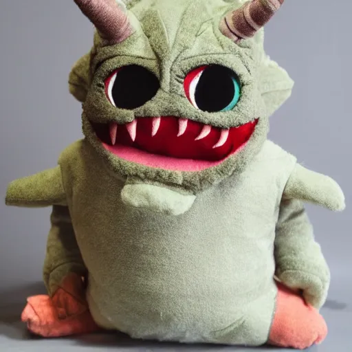 Image similar to the creature from the movie critters as a plush doll