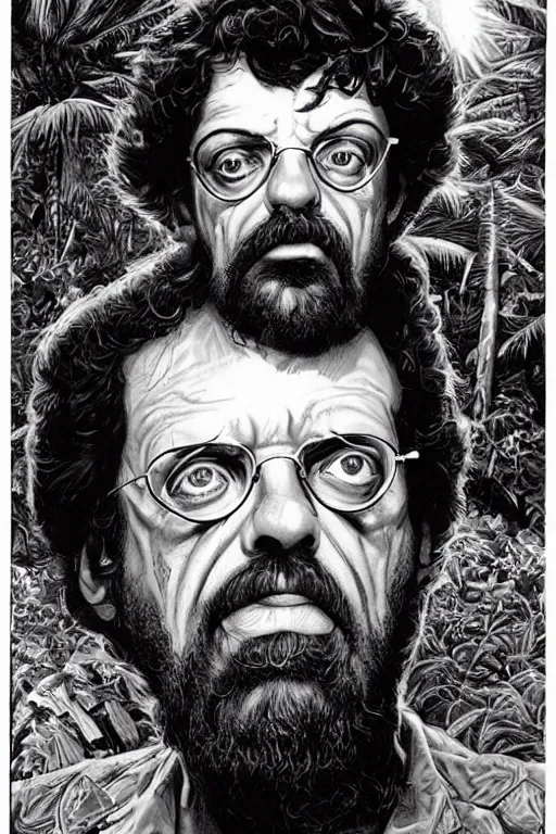 Image similar to an epic joe jusko portrait of terence mckenna