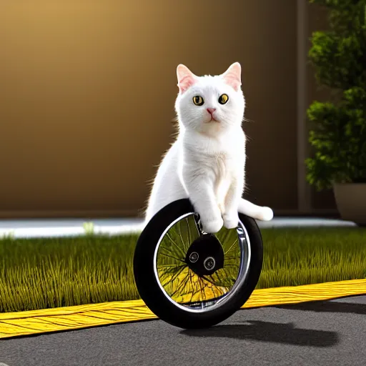 Image similar to Cat riding a unicycle, photorealistic, highly detailed, 4k