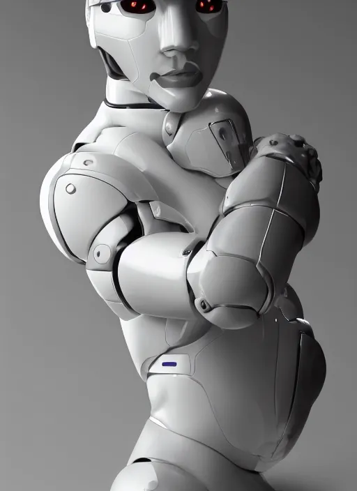 Image similar to portrait of a futuristic blanco ceramic Spanish prince grinning humanoid robot with a handsome face and muscular body reclining, macho, piroca, dotado, guapo, matte surface, trending on cgsociety