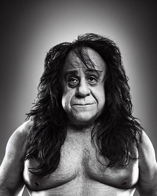 Image similar to portrait of danny devito as a wwe wrestler. photographic, photography