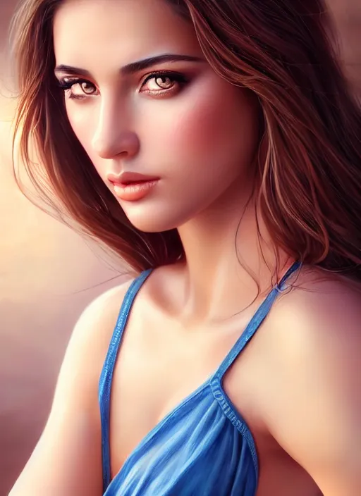 Prompt: a gorgeous greek female photo, professionally retouched, soft lighting, realistic, smooth face, full body shot, torso, dress, perfect eyes, sharp focus on eyes, 8 k, high definition, insanely detailed, intricate, elegant, art by artgerm and jason chan