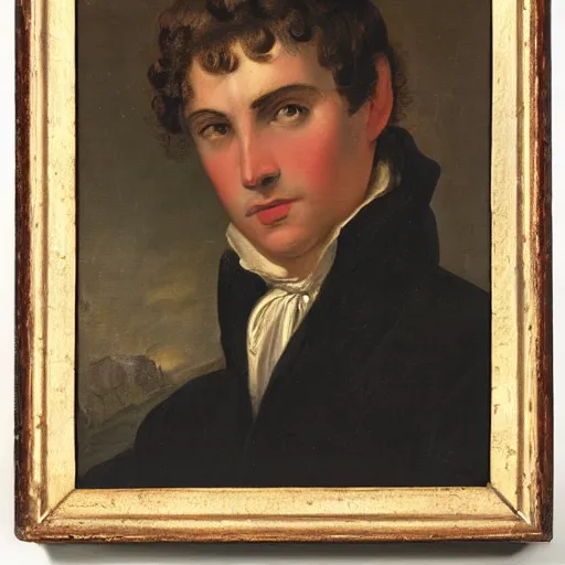 Prompt: a romantic era portrait of the face of a person named diago portajohn