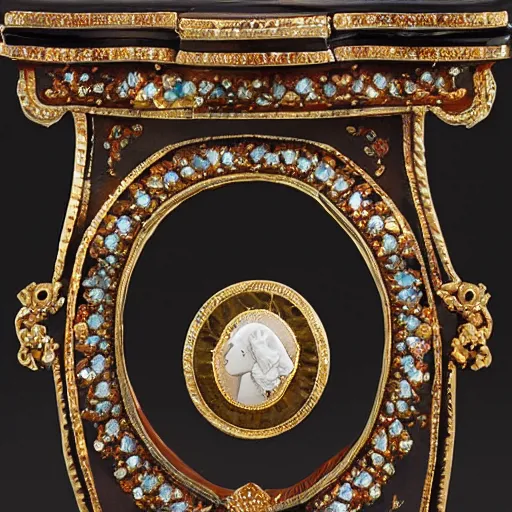 Prompt: female with visible gems inlaid under chest, neoclassical style, gems, cameo, marble, gold, bones, 8k, details, studio lighting, realism