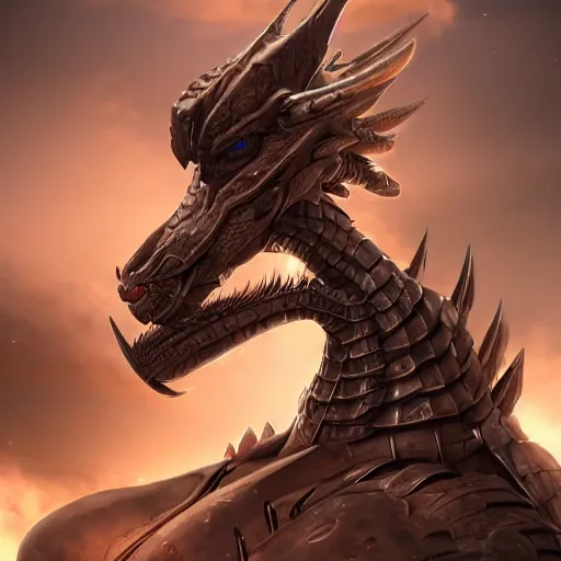 Image similar to stunning cinematic realistic full-body shot, of a beautiful hot anthropomorphic robot female dragon, well designed highly detailed cute female dragon head with slick eyes, looking down at the camera with a smirk, well armored, detailed claws, high quality digital art, HD octane render, furry art, Artstation, Deviantart, Furaffinity