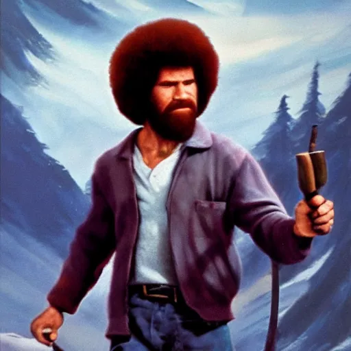 Prompt: bob ross comic book scene of an epic adventure through endless clocks made out of paint, cinematic, realistic, beautiful scenery, matte painting, highly detailed, octane render, unreal engine, volumetric lighting