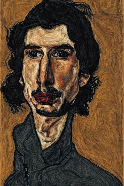 Prompt: long shot portrait of Adam Driver, Egon Schiele