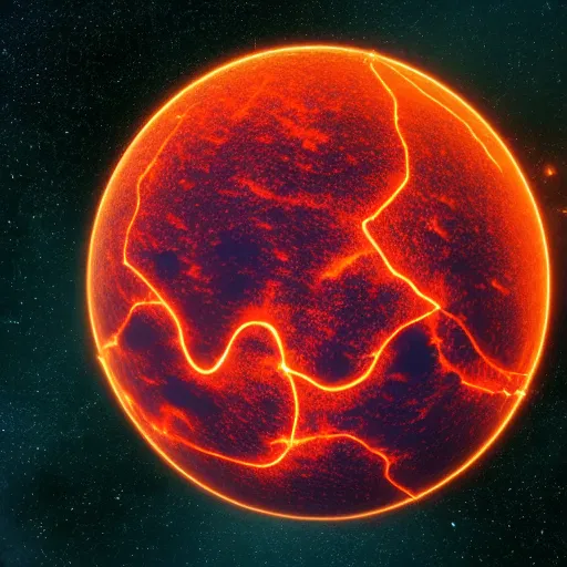 Prompt: a planet that is full of lava, long distance view, nasa photography, award winning, 3 d render