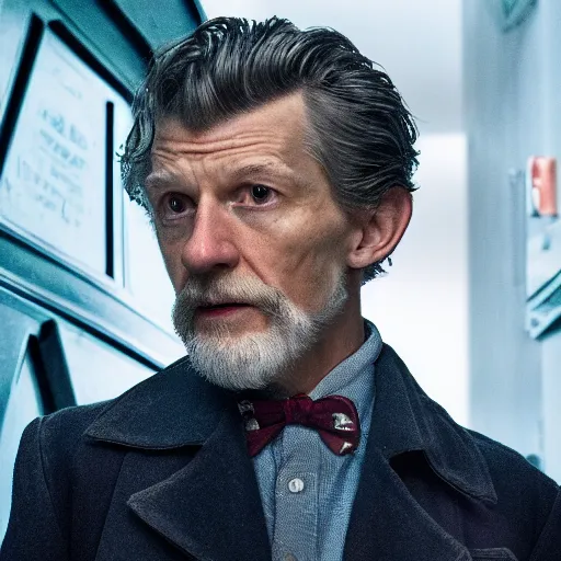 Image similar to tom holland as a rough dirty old man with a scruffy beard in a dark blue trenchcoat as the new doctor who, cinematic, volumetric lighting, f 8 aperture, cinematic eastman 5 3 8 4 film, photorealistic