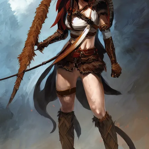 Image similar to greg manchess an anime portrait of ssunbiki as aela the huntress from skyrim, by stanley artgerm lau, wlop, rossdraws, james jean, andrei riabovitchev, marc simonetti, tranding on artstation