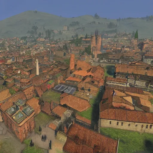 Image similar to the city of bologna in the style of the city of whiterun from skyrim